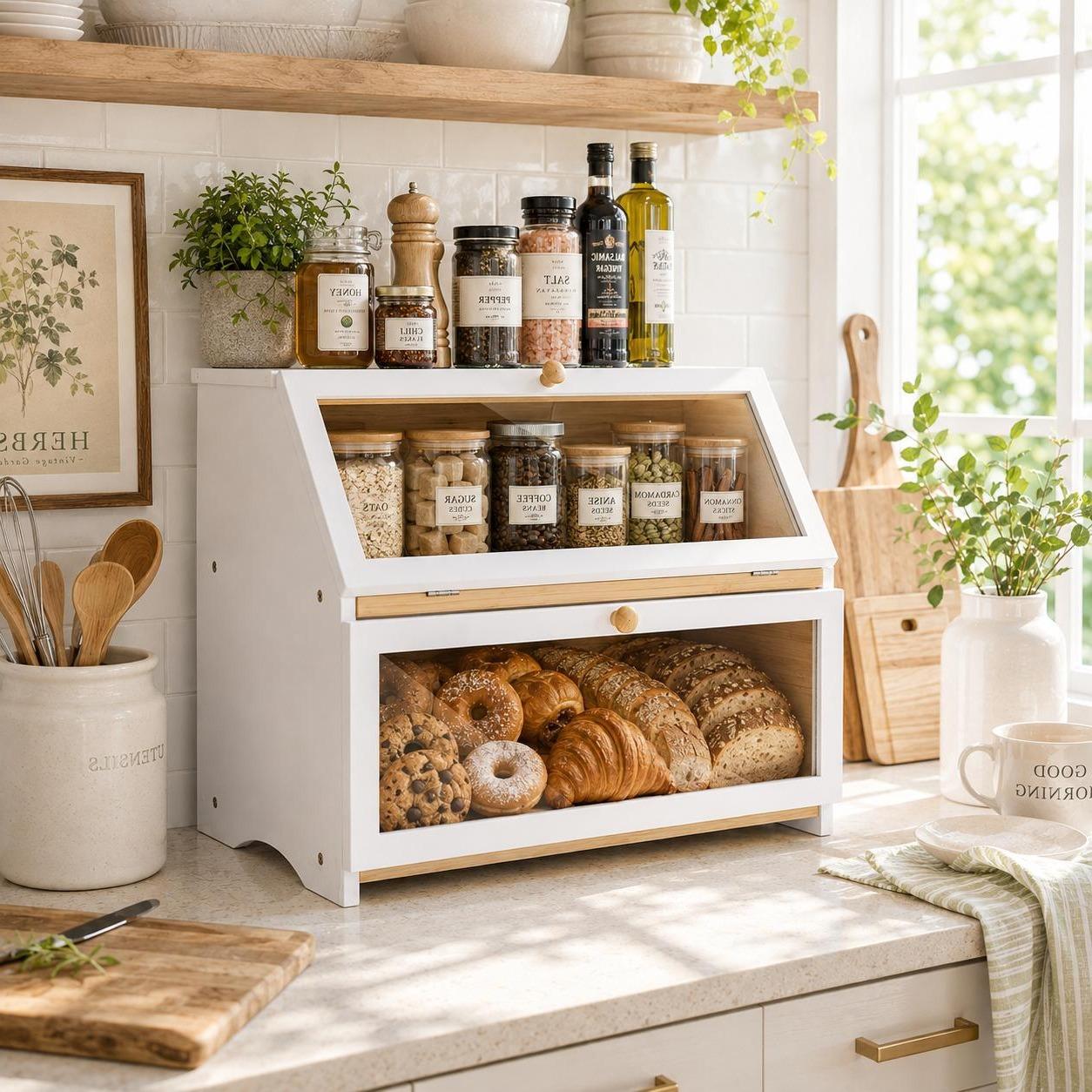 HOMEKOKO Double Layer Bread Bo - Kitchen Gadgets Organizer 评论和价格