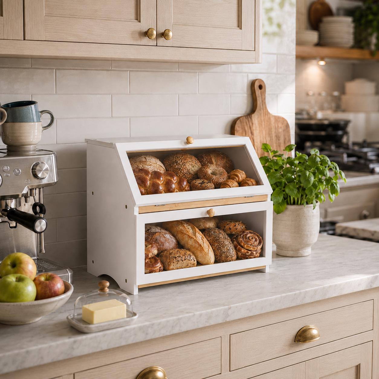 HOMEKOKO Double Layer Bread Bo - Kitchen Gadgets Organizer 评论和价格